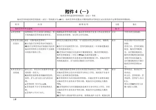 临床营养科建设和管理指南(试行)考核标准