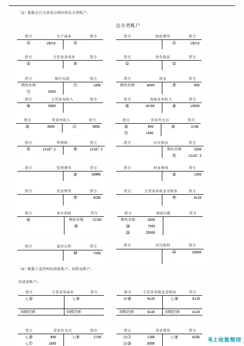 2013基础会计形成性考核册答案