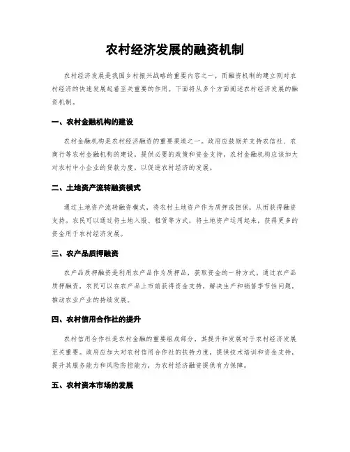 农村经济发展的融资机制