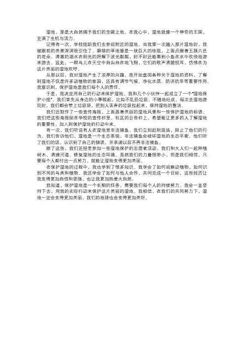 我参与的湿地保护