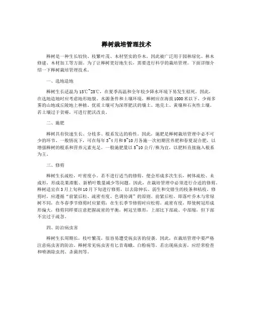 榉树栽培管理技术