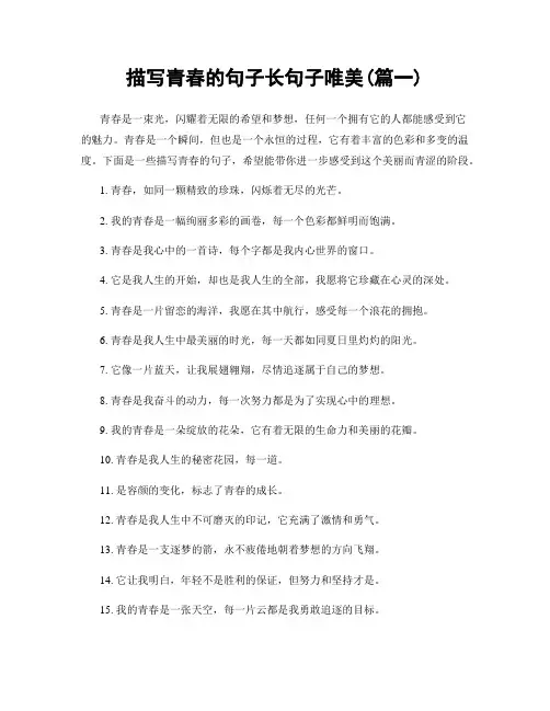 描写青春的句子长句子唯美(精选2篇)