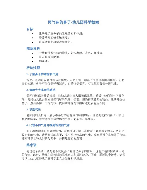 闻气味的鼻子-幼儿园科学教案
