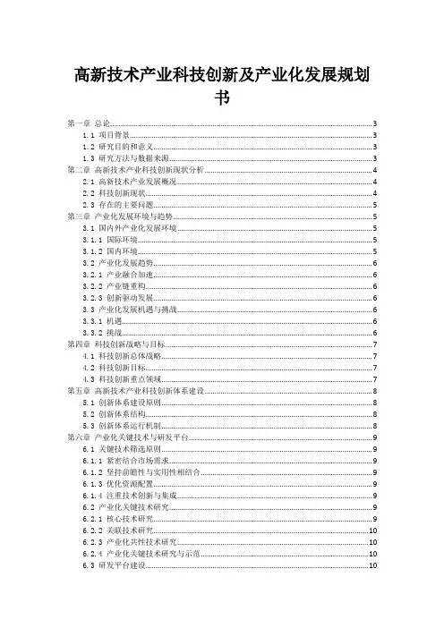 高新技术产业科技创新及产业化发展规划书