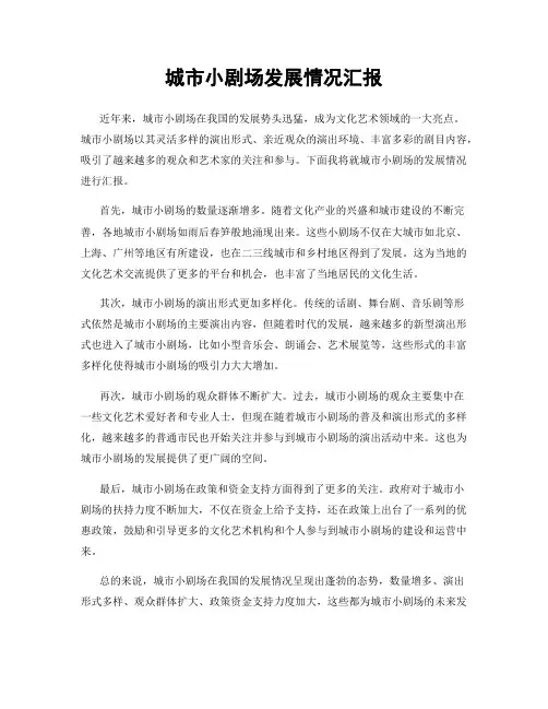 城市小剧场发展情况汇报