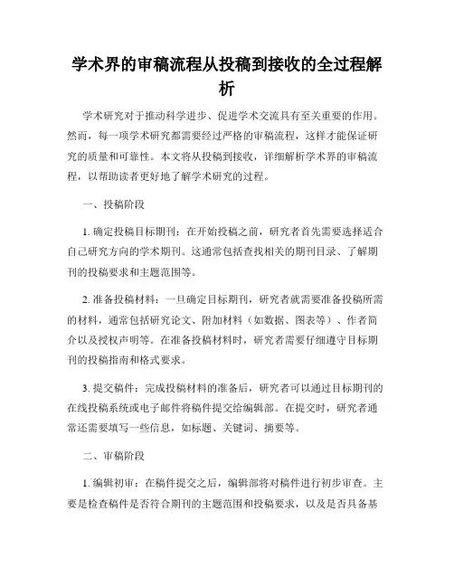 学术界的审稿流程从投稿到接收的全过程解析
