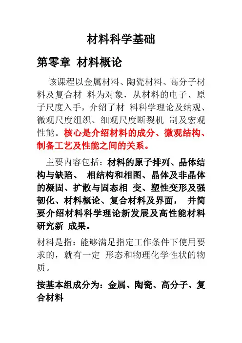 材料科学基础知识点