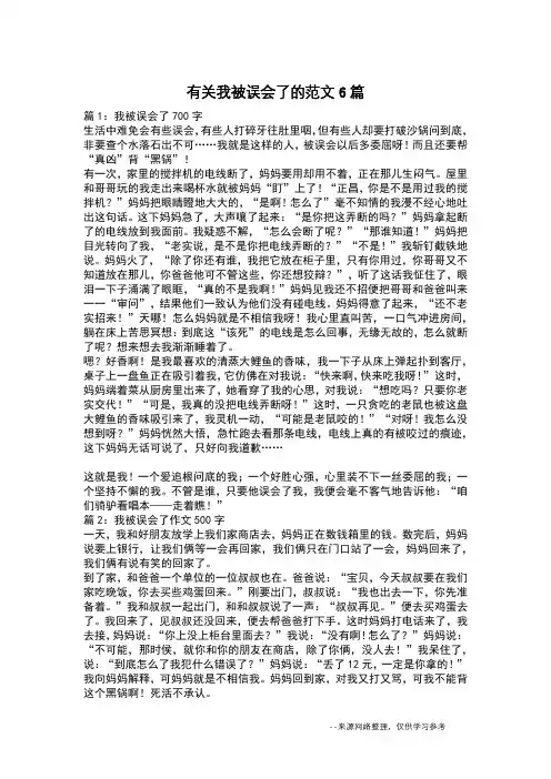 有关我被误会了的范文6篇_叙事作文