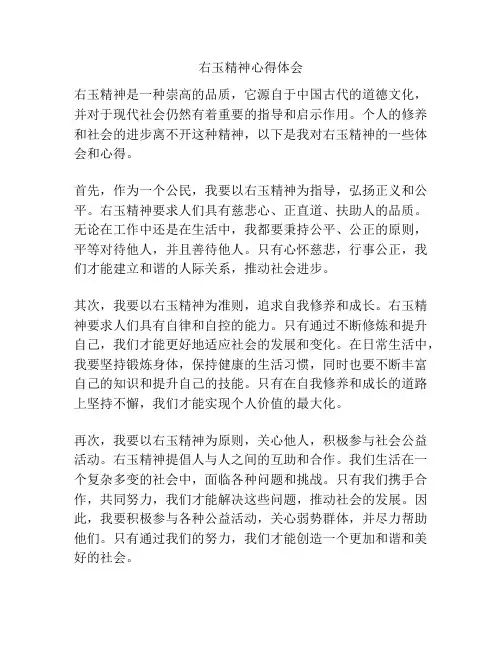 右玉精神心得体会