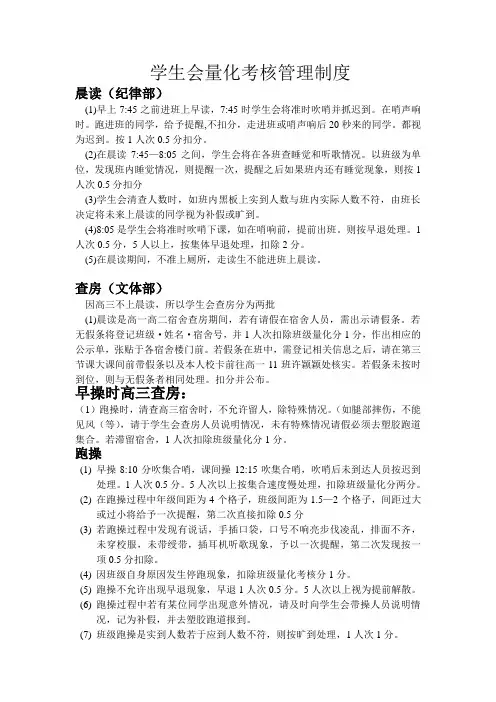 学生会量化管理制度