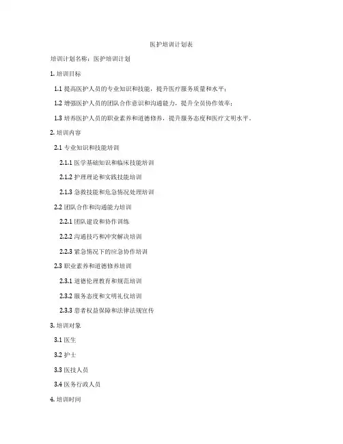 医护培训计划表