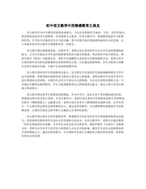初中语文教学中的情感教育之我见
