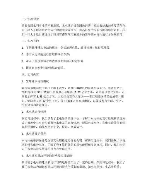 紫坪铺参观实习报告