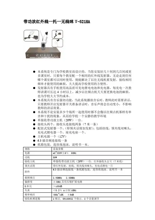 UHF频段液晶显示可调频点无线咪大T-521UC