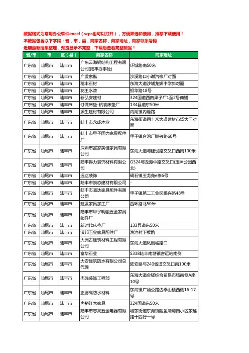 2020新版广东省汕尾市陆丰市家具有限公司工商企业公司商家名录名单黄页联系电话号码地址大全87家