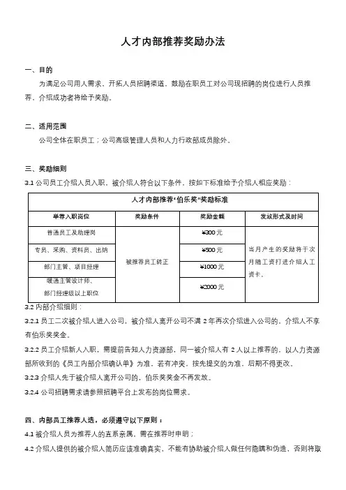 人才内推奖励办法