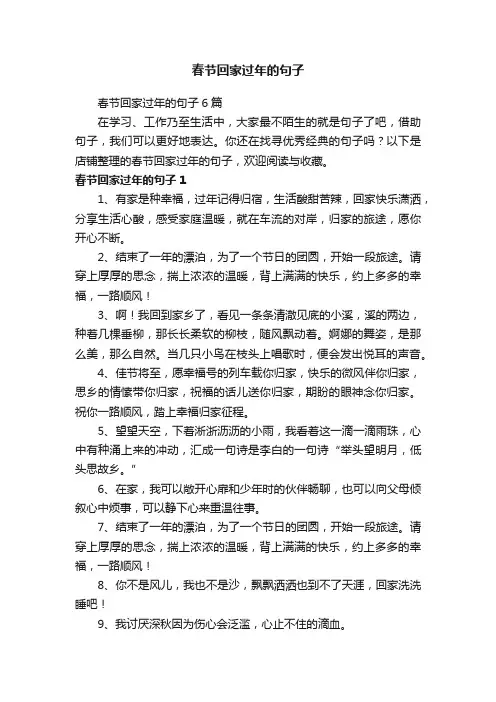 春节回家过年的句子