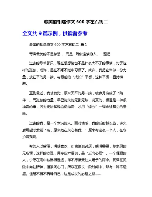 最美的相遇作文600字左右初二