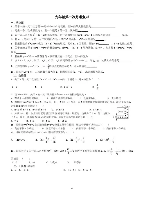 九年级数学一元二次方程与二次函数专题练习(超级全面)