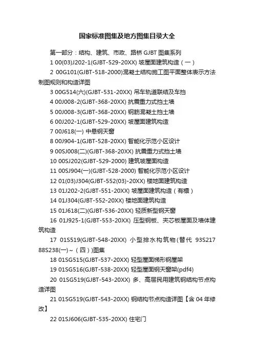 国家标准图集及地方图集目录大全