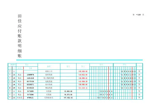 应付账款明细账(版电子表格)知识分享