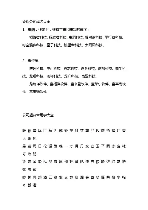 软件公司起名大全