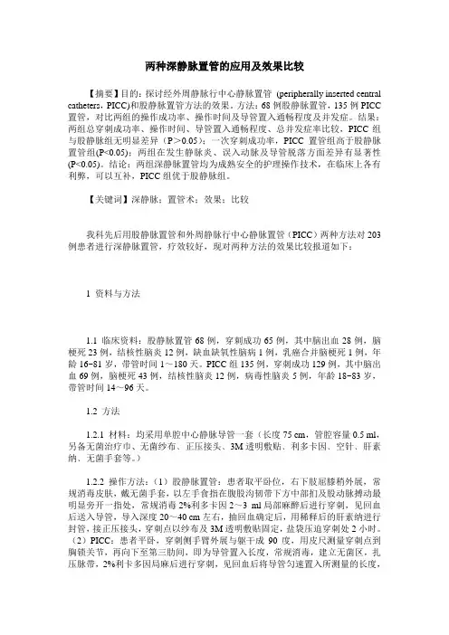 两种深静脉置管的应用及效果比较