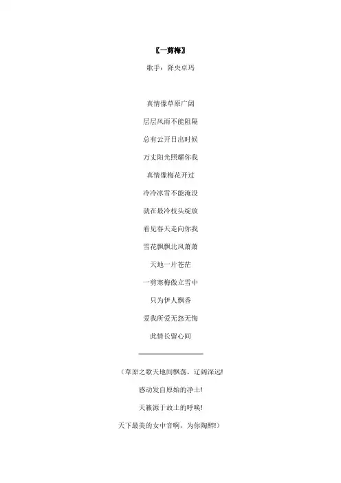 一剪梅文本歌词