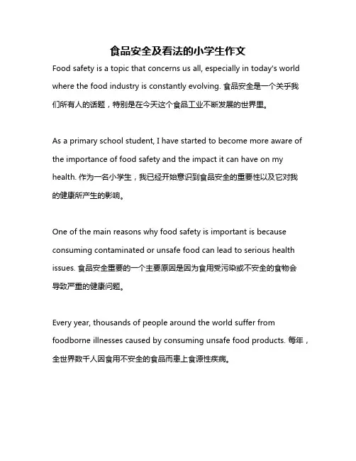 食品安全及看法的小学生作文