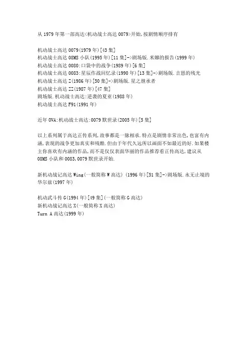 高达作品排序
