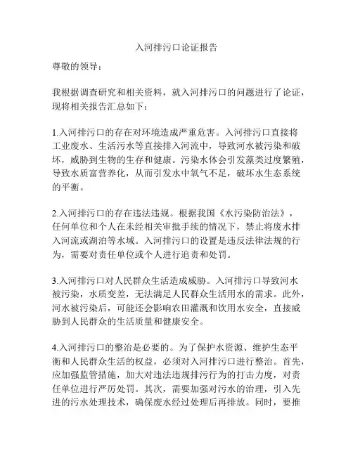入河排污口论证报告
