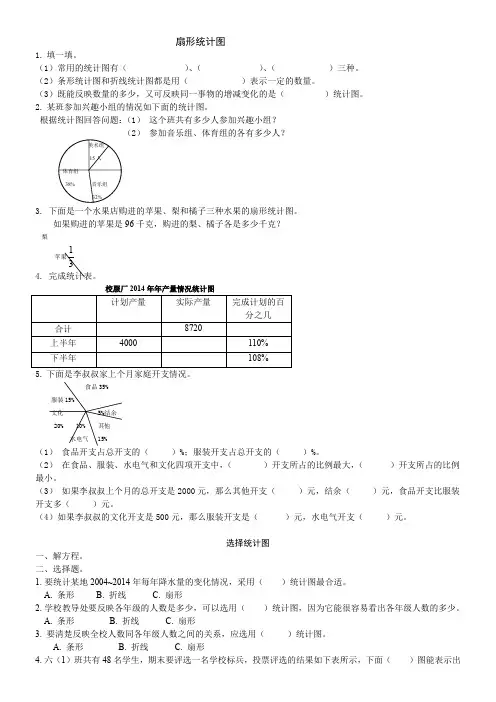 (2015最新)苏教版六年级下册数学第一单元——扇形统计图