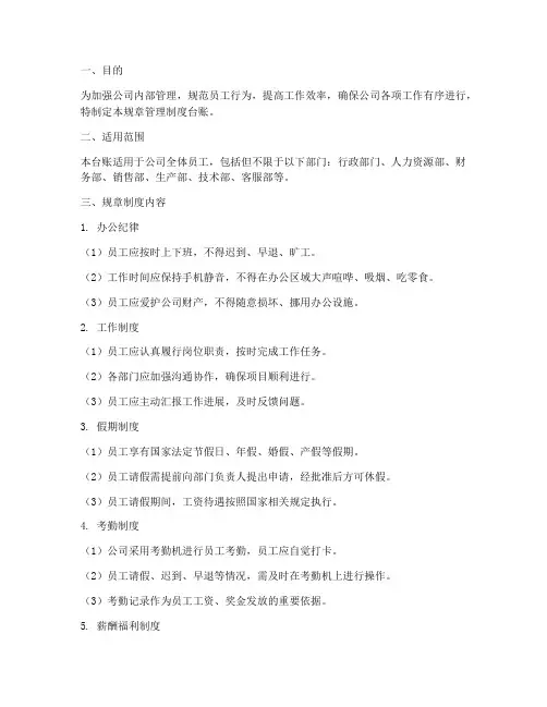 公司规章管理制度台账