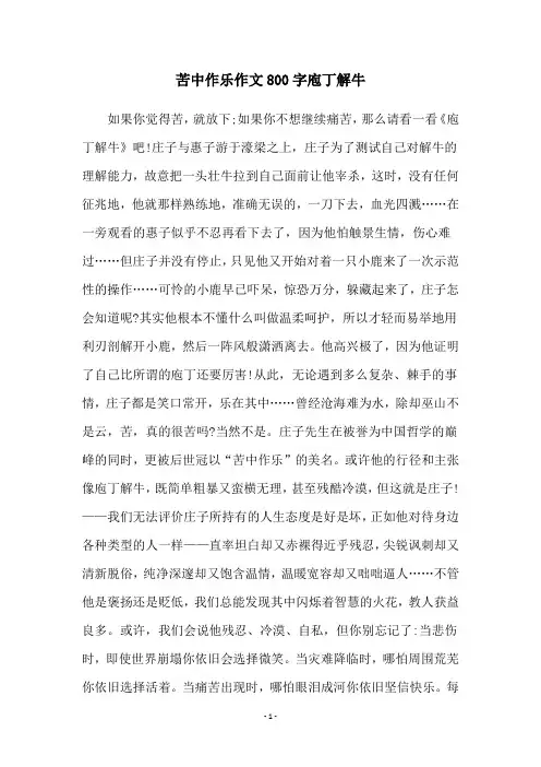 苦中作乐作文800字庖丁解牛