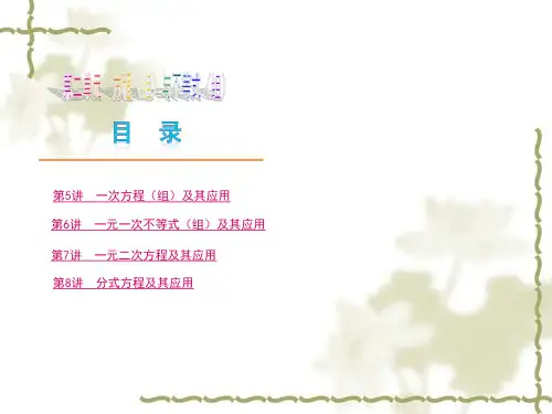 2013中考数学复习第二单元 方程(组)与不等式(组)(共47张PPT)