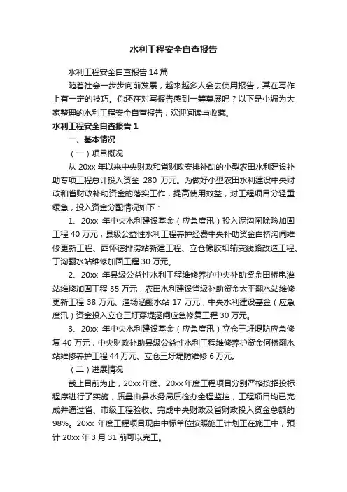 水利工程安全自查报告
