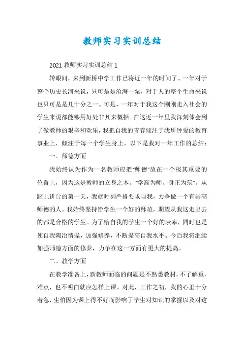 教师实习实训总结