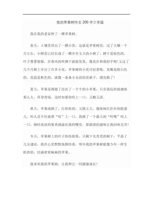 我的苹果树作文200字三年级