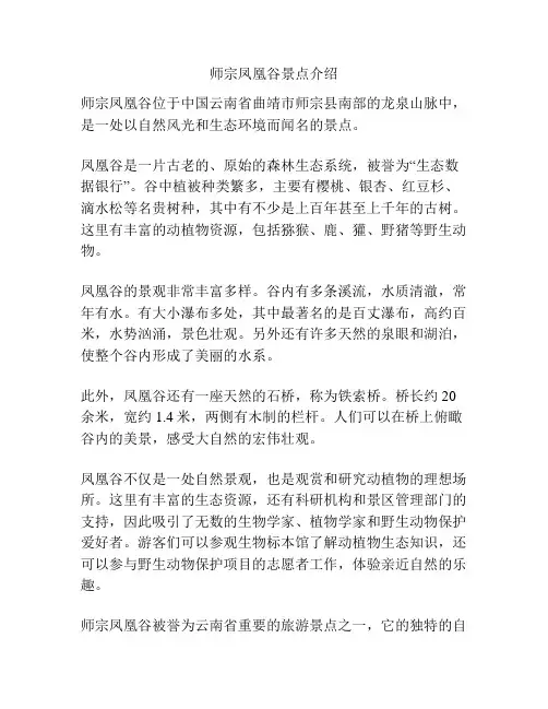 师宗凤凰谷景点介绍