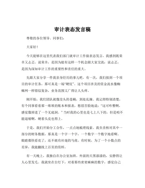 审计表态发言稿