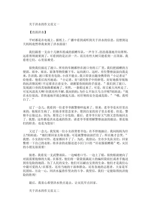 最新有关洪水的作文,防御洪水保卫家园作文
