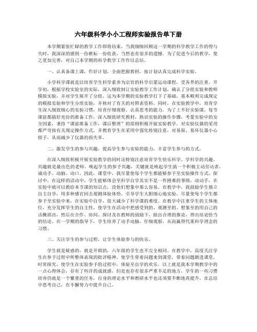 六年级科学小小工程师实验报告单下册