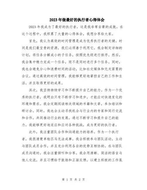 2023年做最好的执行者心得体会