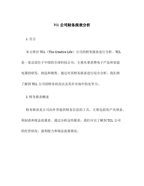 TCL公司财务报表分析