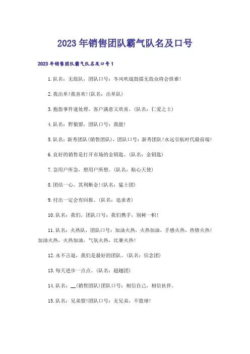 2023年销售团队霸气队名及口号_1