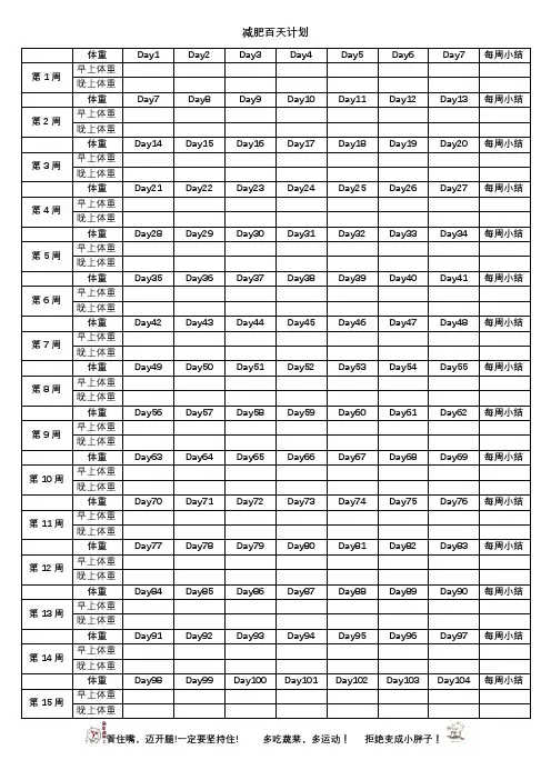 减肥百天计划
