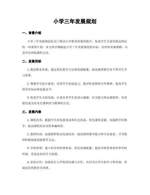 小学三年发展规划