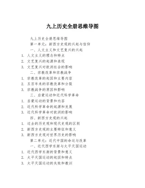 九上历史全册思维导图