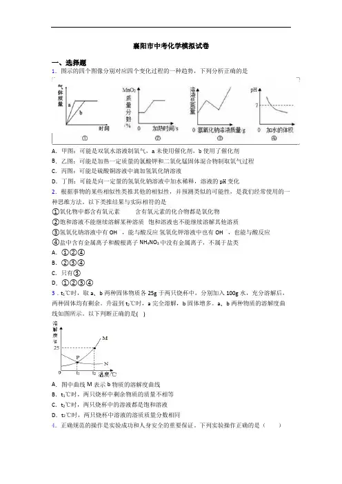 襄阳市中考化学模拟试卷