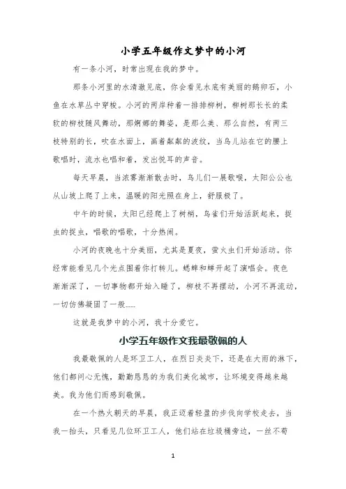 小学五年级作文梦中的小河